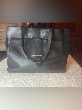 Kate Spade New York WKRU4055 Black Goat Leather Tote Shoulder Bag